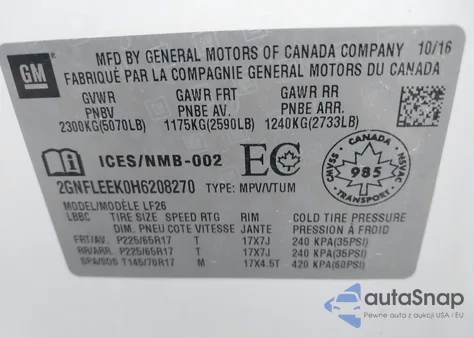 2017 Chevrolet Equinox Ls from USA, damaged, VIN 2GNFLEEK0H6208270